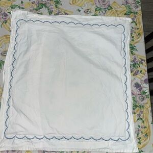 Matouk White Pillowcase with Blue Accent